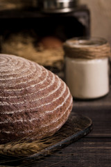 Bread without yeast on a dark rustic background