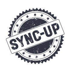 Sync-up Black grunge stamp isolated