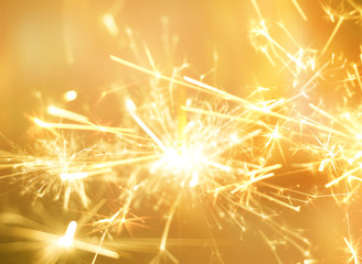 Golden sparkler fire for party celebration background