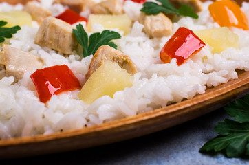 White rice with chicken