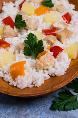 White rice with chicken
