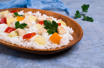 White rice with chicken