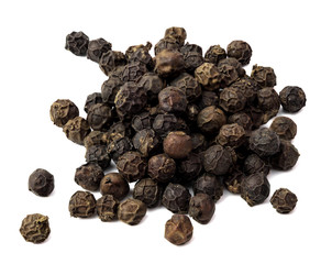 black peppers isolated on white background.