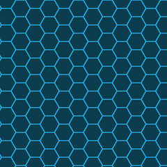 Fototapeta na wymiar Hexagon grid vector pattern background in blue colors palette