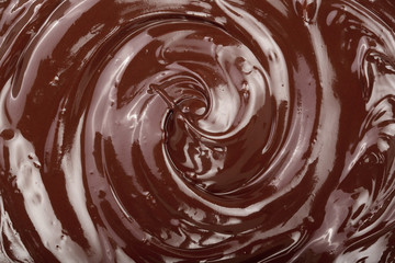 Melted chocolate swirl as a background closeup