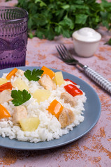 White rice with chicken