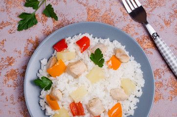 White rice with chicken