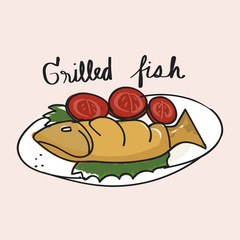 Illustration drawing style of food collection