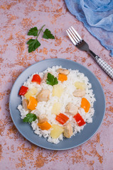 White rice with chicken