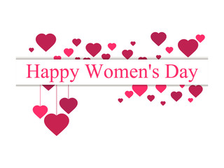Happy women day, 8 march. Mother's day. Greeting card with hearts, banner and poster. Typography design. Vector illustration
