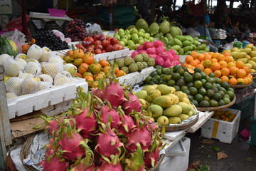 Traditional local food market in Hoi An in Vietnam, Asia
