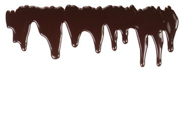 Melted chocolate dripping isolated on white background