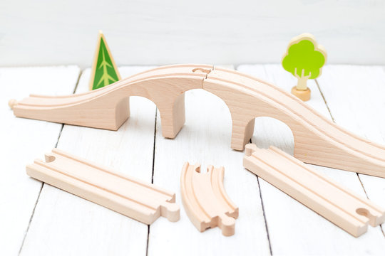 Kids wooden road. Ecological wooden toys