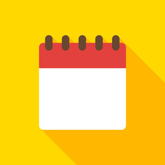 Blank calendar icon with long shadow vector