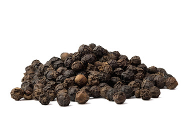 black peppers isolated on white background.