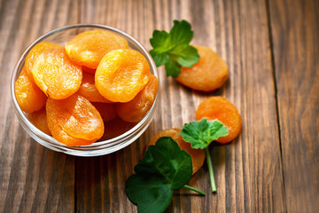 Dried apricots in the bowl