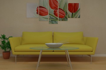 modern beatifful sofa and print on canvas