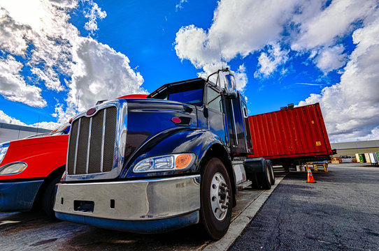 HDR image of Semi truck close-up