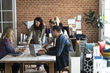 Group of diverse people having a meeting