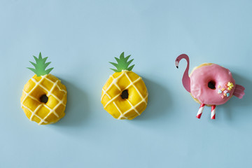 Aerial view of diverse donut