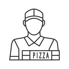 Pizza deliveryman linear icon