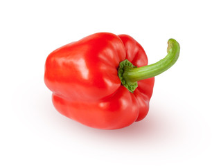 Red bell pepper isolated on a white background with shadow