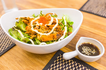 Soft shell crab salad in japanese style