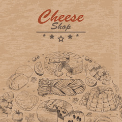 Horizontal background with cheese products