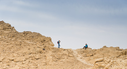 Fototapeta na wymiar Hiking in israeli stone desert
