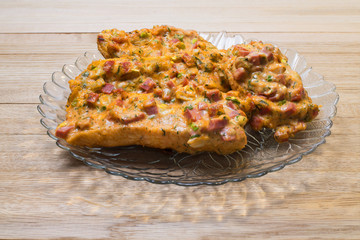 Ham and cheese open sandwiches