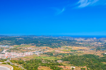 Es Mercadal Town Area Viewed from Monte Toro - obrazy, fototapety, plakaty