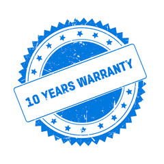 10 Years Warrantyblue grunge stamp isolated