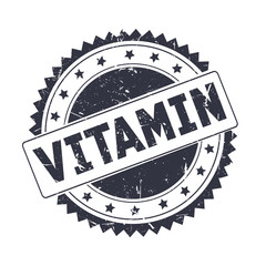Vitamin Black grunge stamp isolated