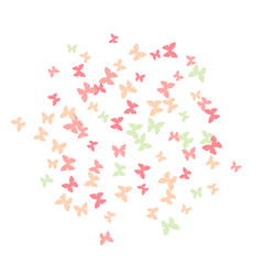 Spring Background with Colorful Butterflies. Simple Feminine Pattern for Card, Invitation, Print. Trendy Decoration with Beautiful Butterfly Silhouettes. Vector Background with Moth