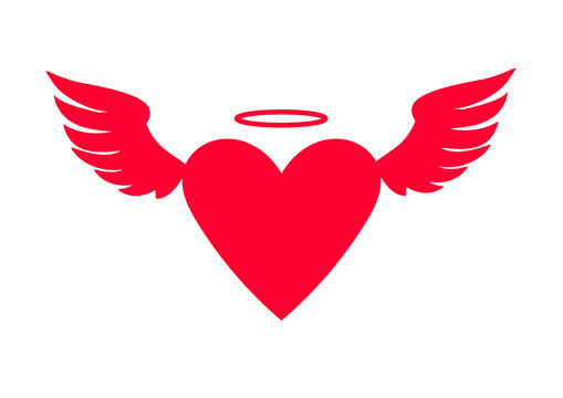 Heart icon with wings for St. Valentine's Day.