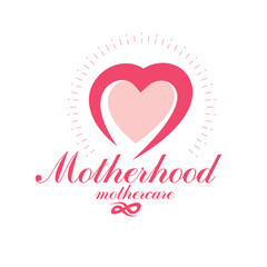 Vector heart emblem isolated on white. Motherhood concept and new life beginning drawing. Obstetrics and gynecology clinic symbol