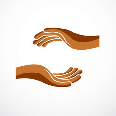 Protecting Hands of care, tender and defending human hands vector design, with a copy space inside for your element or text.