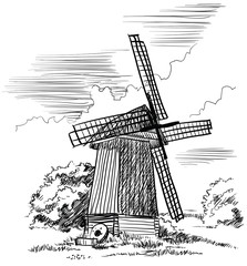Windmill. Vector illustration