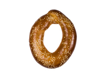 Bagel with sesame seeds isolated on white background