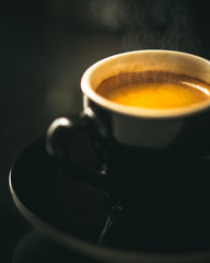 espresso in black cup