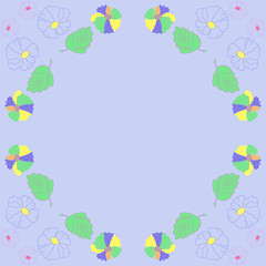 Floral   pattern,leaves, flowers, stripes, spots, hole . Hand drawn, copy space.