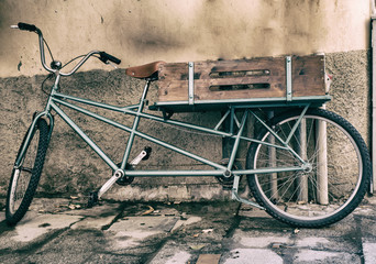 Fototapeta na wymiar Old bicycle for fruits transportation