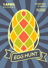 Easter egg hunt poster, invitation, leaflet template design. Vector Illustration.