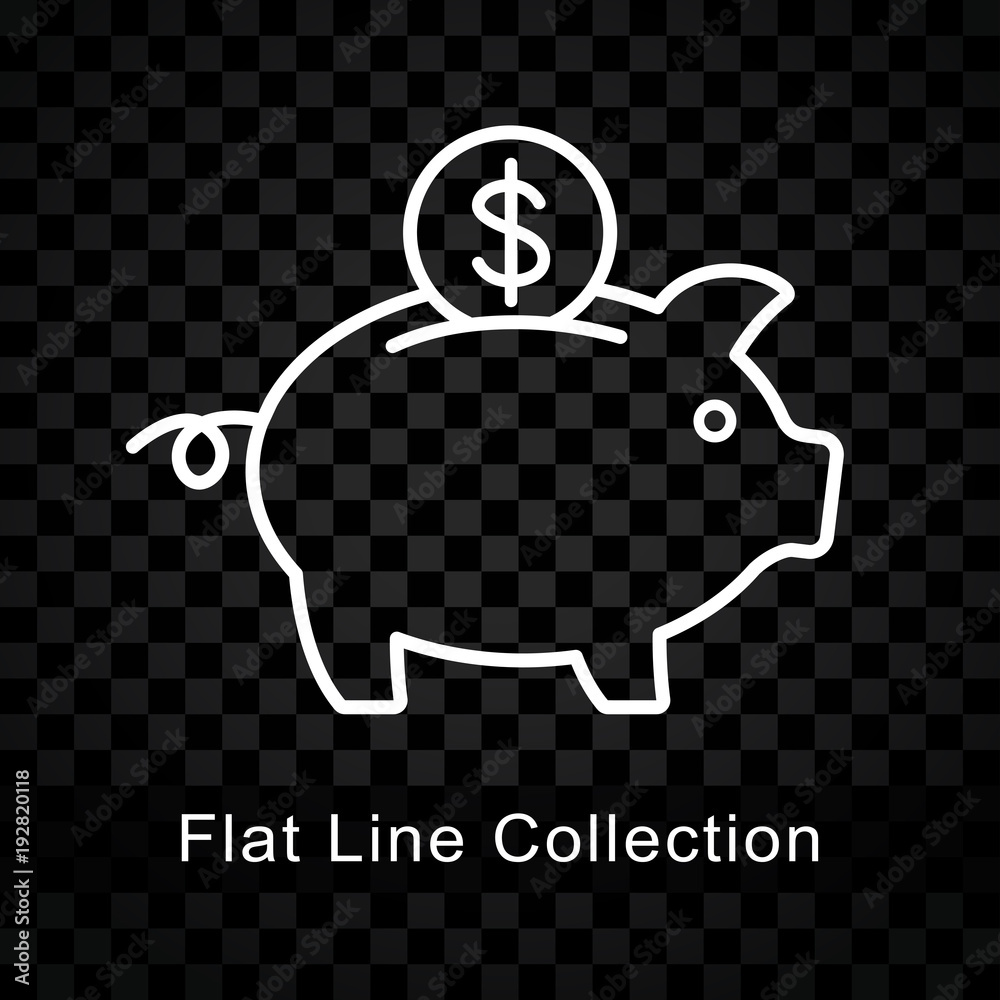 Poster piggy bank icon on checkered background