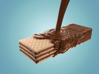 Hot melted chocolate coated on wafer