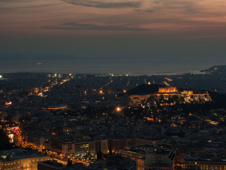 Fototapeta na wymiar Athens cityscape with Acropolis at sunset