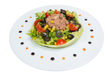 Salad with vegetables and fish.