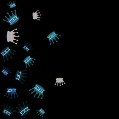 Elegant vector background with colored crowns. Simple gentle template for the card, invitation, printing. Fashionable decoration with beautiful crowns.