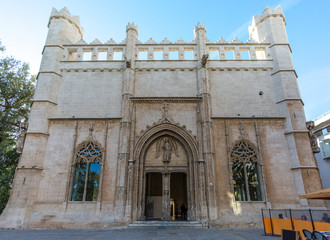 Obraz premium Palma de Mallorca Lonja. Majorca gothic architecture. Main facade of the market of the gothic civil. Balearic islands Spain