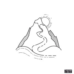 Line art mountain.